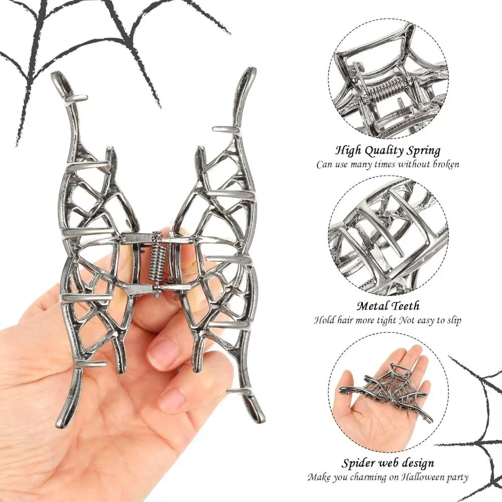 Metal spider web hair claw clip